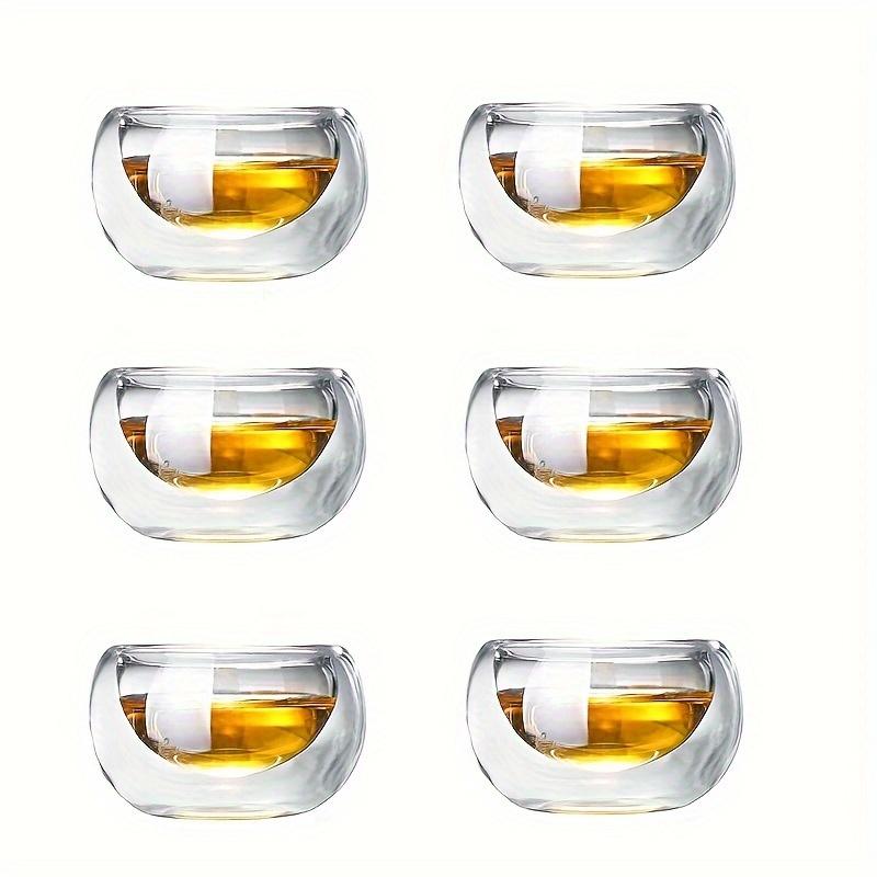 4/6 ks 50ml Sklenice na panáky Šálky na čaj Dvoustěnné sklenice Šálky na čaj Vynikající Kung Fu Nádobí Domácí dekorace Espresso Vaso Žáruvzdorné