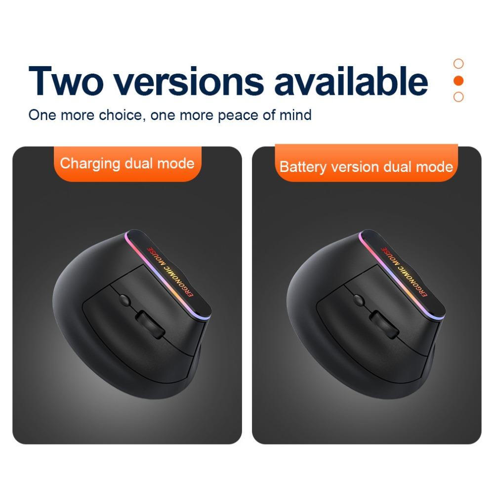 RGB luminous mouse ergonomic design vertical vertical Bluetooth BT + 2.4G dual-mode Bluetooth wireless mouse