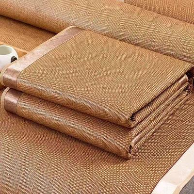 Set da Tre Pezzi Tappetino Rinfrescante in Rattan e Seta di Ghiaccio, Pieghevole per Casa, Dormitorio Singolo/Doppio, Uso Estivo