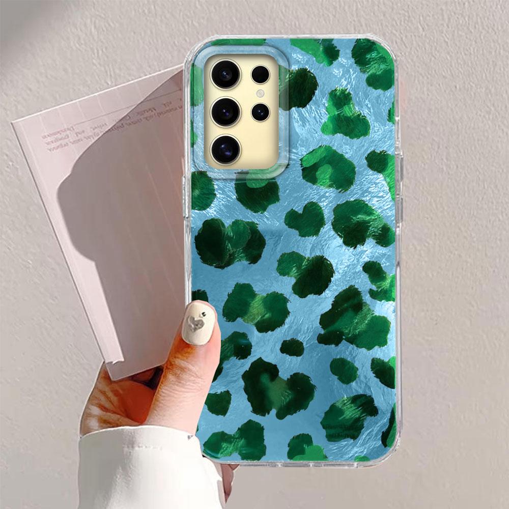 

Pink Green Leopard Print Pattern Women Phone Case for Samsung Galaxy S25 S24 S23 S22 S21 S20 FE Plus Ultra Shell TPU Cover Samsung S23 FE