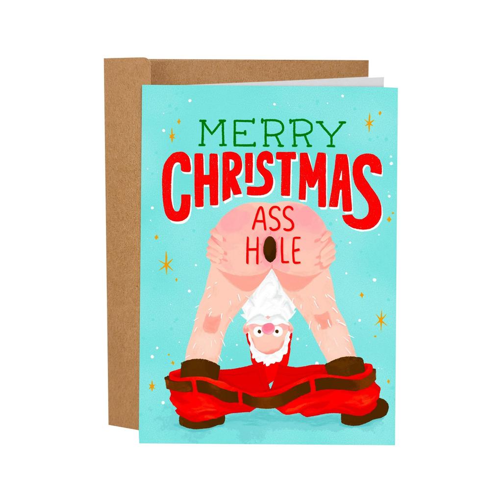 Rude Christmas Cards - Adult Humor Gag Gifts, Offensive Funny Designs (Santa/Reindeer/Gingerbread) With Kraft Envelopes, Xmas Greetings