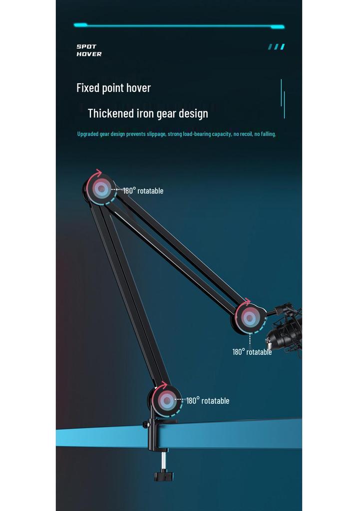 Multi-Groove Desktop Mic Stand: Versatile Boom for Live Broadcasts