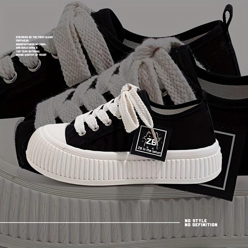 Dámské jednobarevné tenisky,Ležérní šněrovací Outdoorová obuv,Pohodlné nízké plátěné boty