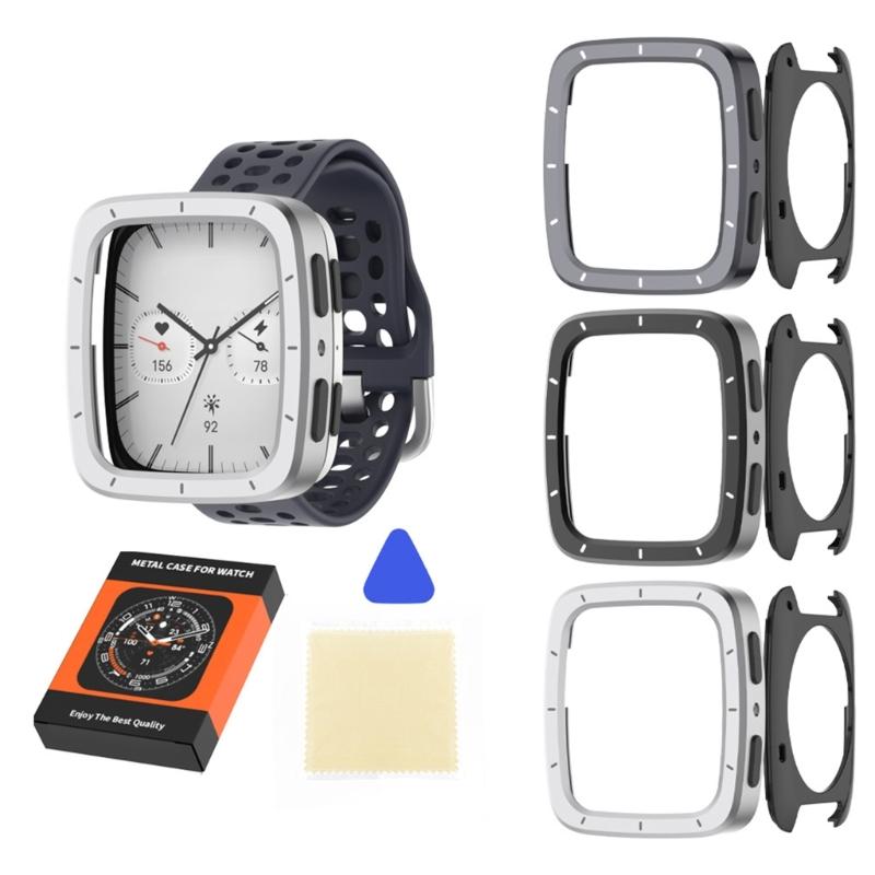 Watch Cover Full Coverage Shell for Active 2 Square/2s Scratchproof Metal Bumper Frame Case Housing Easy Installation