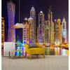 City Night Skyline Wall Mural Colorful Light Urban Skyscraper Wallpaper Office Wall Decor