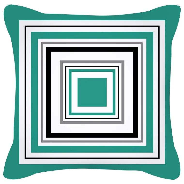 Blue Green Flower Leaf Printed Pillowcase Stripe Geometric Sofa Cushion Cover Home Decor Throw