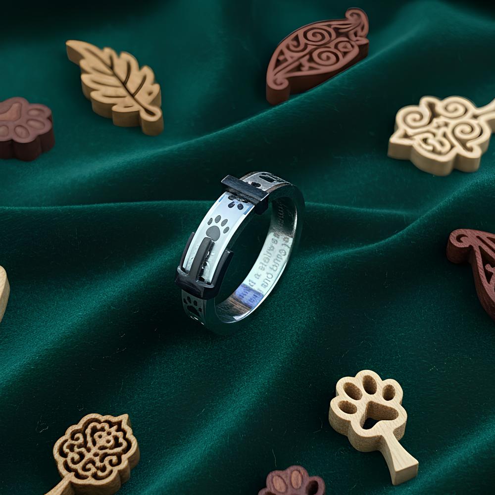 Popular Black Color Dog Paw Prints Wedding Rings For Women Simple 316l Stainless Steel Biker Jewelry Best Gifts