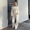 Women's Casual Solid Color Hoodie & Lace-up Pants Two-Piece Set