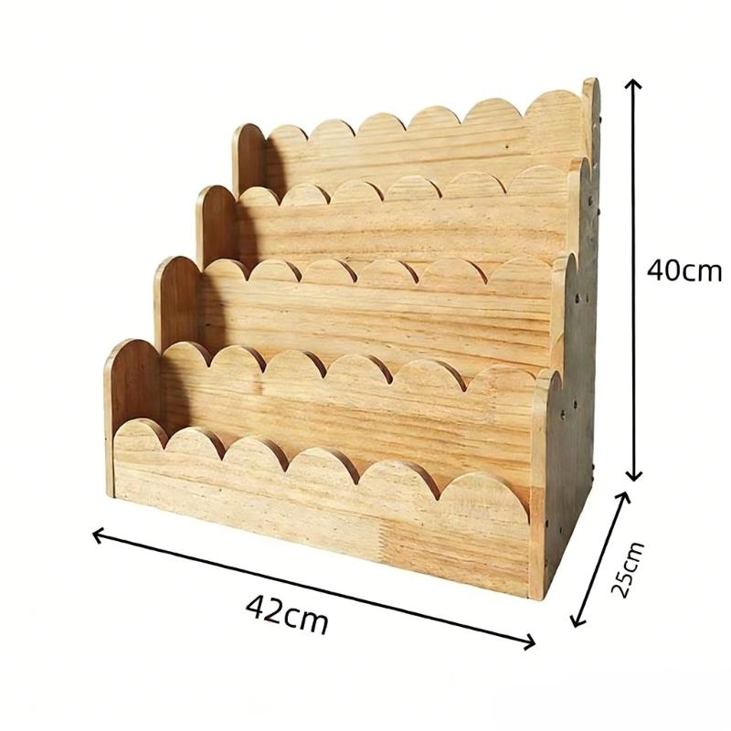 Natürlicher Holz Kinderbuchständer mit 4 Fächern, ideal für Schlafzimmer, Klassenzimmer und Spielbereiche