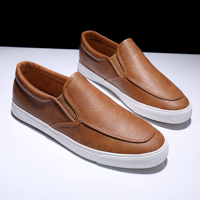 Men's Four Seasons Casual Leather Loafers - Korean Style, Low-Top, Slip-On, Business Casual Shoes