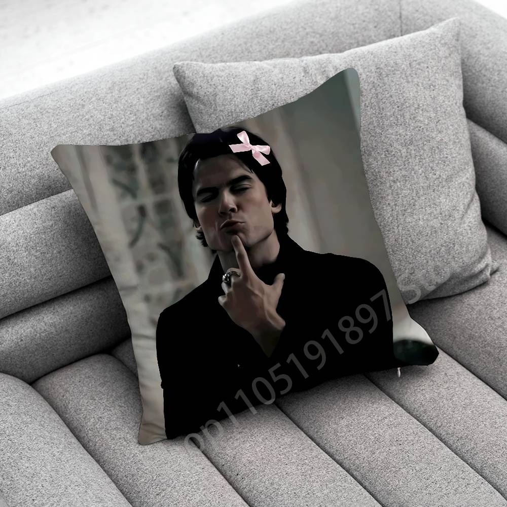 Pillow Case For 45*45cm 40cm 55cm 50cm 30cm Square Car Pillowcase Shell Actor D-Damon Salvatore Throw