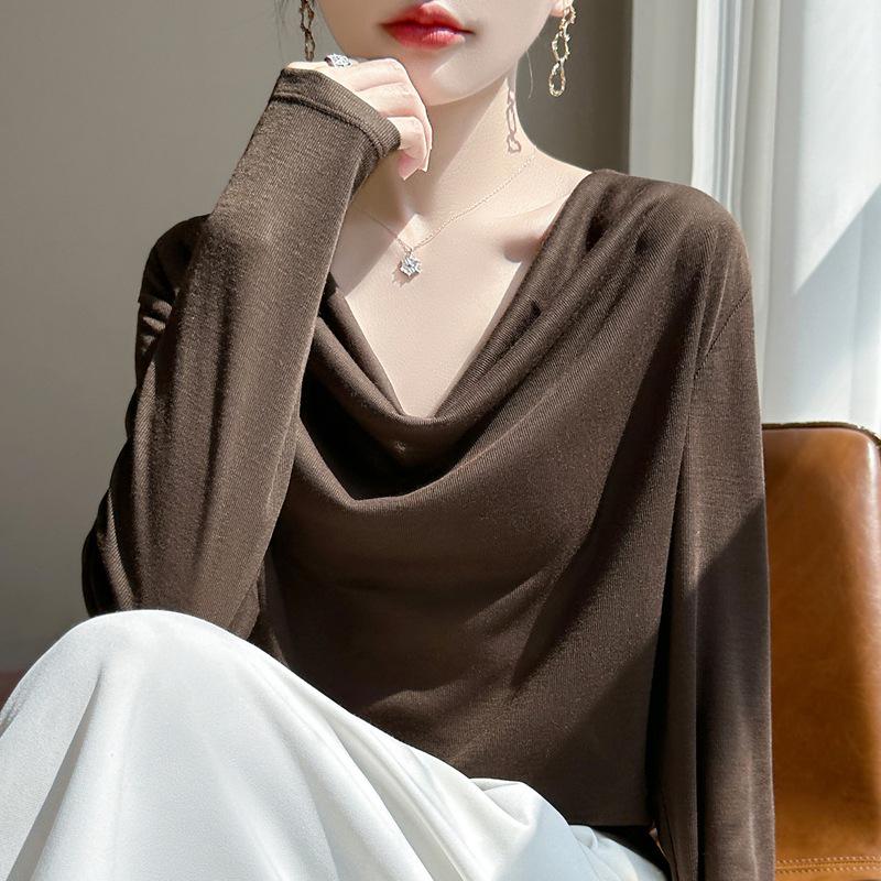 Elegant French One-Shoulder Knit Sweater - Women's Autumn/Winter Loose Collar, Warm and Stylish