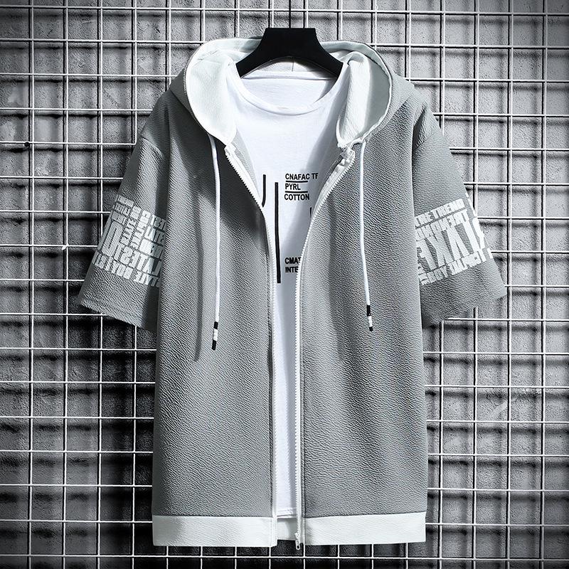 Pánská slim fit mikina na zip s kapucí - Korejský styl jarní/letní ležérní nošení