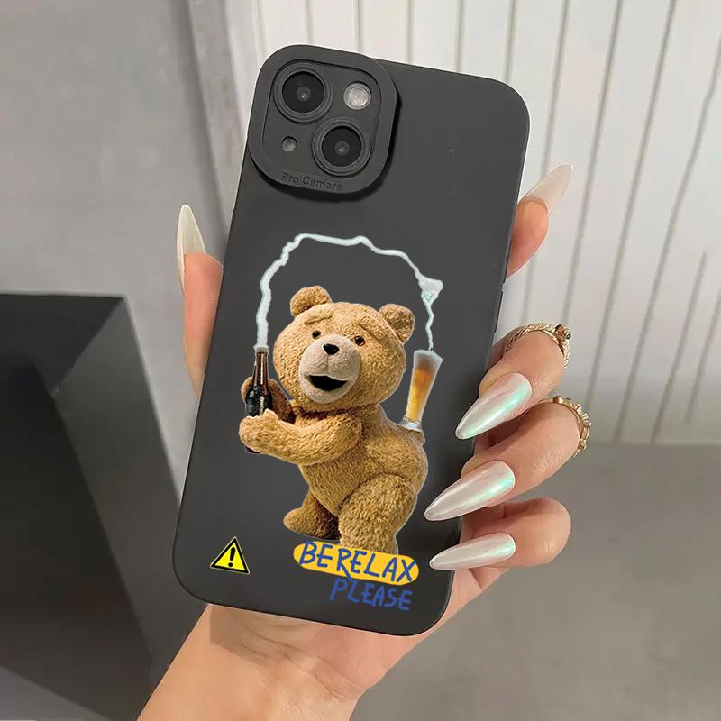 Teddy Bear Couple Cartoon Phone Case For iPhone 16 15 14 13 12 11 Pro Max XS XR X 7 8 15 16 Plus SE 2020 Soft Silicone Cover