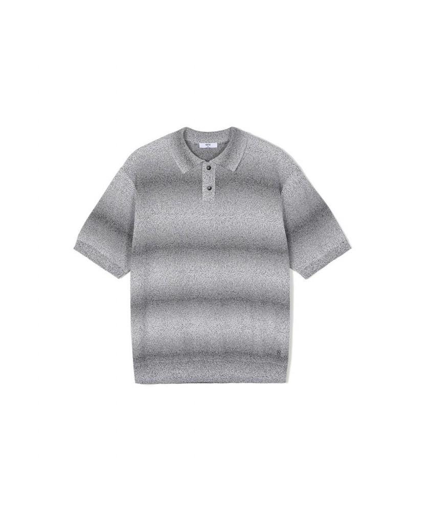 NOTIG Cotton Blend Space Dyed Collared Knit Black_Oks3Swts101K1