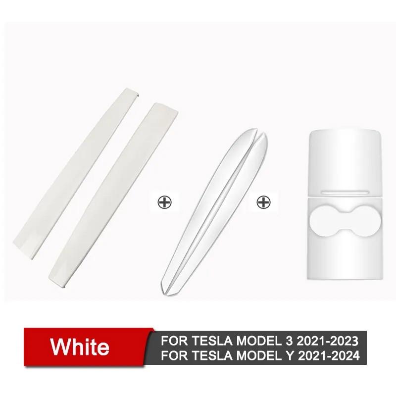 For Tesla Model 3 Y Dashboard Cover 2021-2023 Car Door Trim Center Console Carbon Fiber ABS Stickers Auto Interior Accessories матово-белый