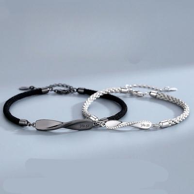 Mobius Ring Couple Bracelet Men's and Women's Simple Woven Black and White Hand Rope A Pair of Student Gifts Hand Jewelry