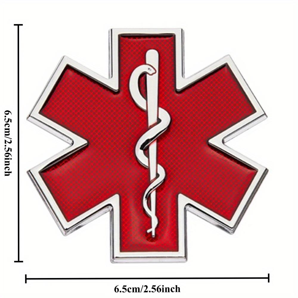 1pc Metal 3D Star of Life Car Sticker Styling Red Emergency Ambulance Logo Personalized Modification Metal Scratch Decoration