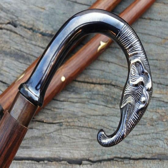 Steampunk Langer Gehstock Spazierstock AL Griff Holzstock Bestes Weihnachtsgeschenk