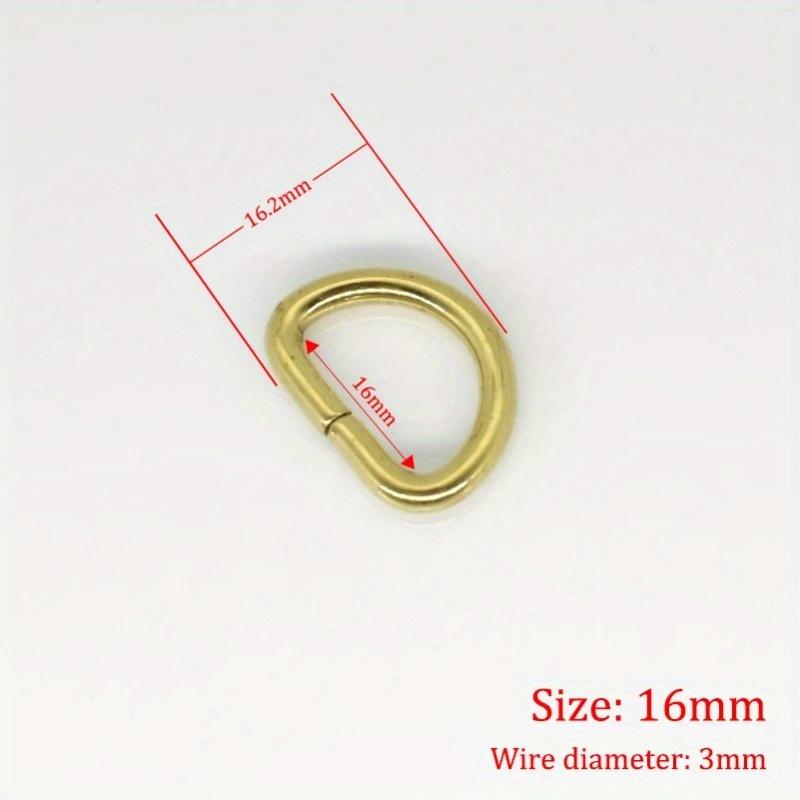 10Pcs Solid Brass D Rings Buckles for Bag Strap Belt Purse Webbing Dog Collar 10-38mm Inner Width Leather Craft DIY Accessories