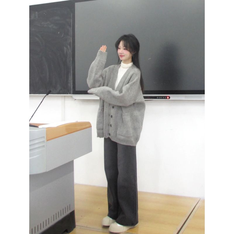 

Ленивый Фантазийный Супер Милый Вязаный Свитер-Кардиган с Воротником Grey S [Recommendation 70/45.00kg]]