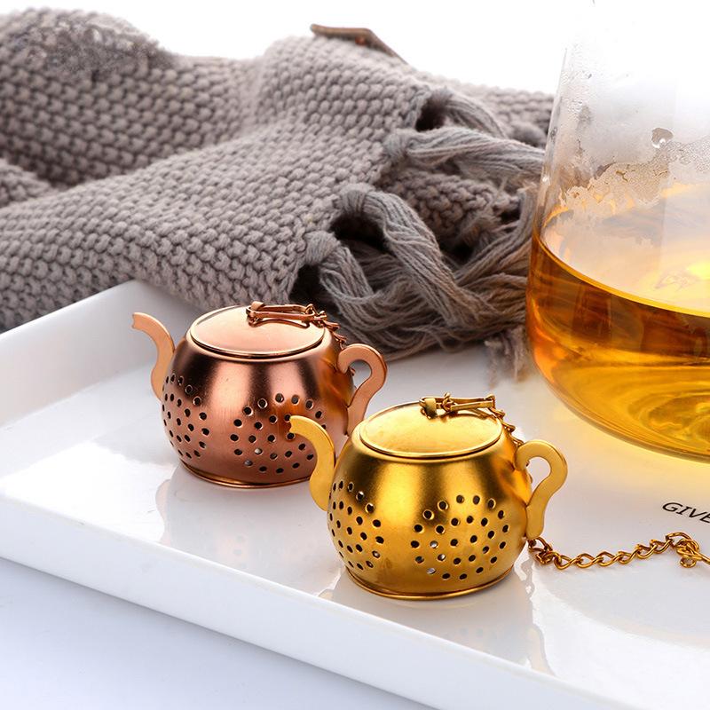 Teapot Shape Tea Strainer Stainless Steel Loose Tea Infuser with Chain Herbal Spice Filter Diffuser Kitchen Gadget Teaware
