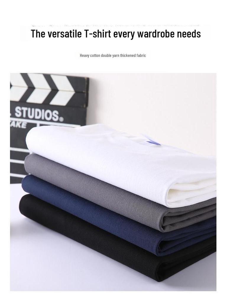 Heavy Double Yarn Long Sleeve Cotton T-shirt with Custom LOGO