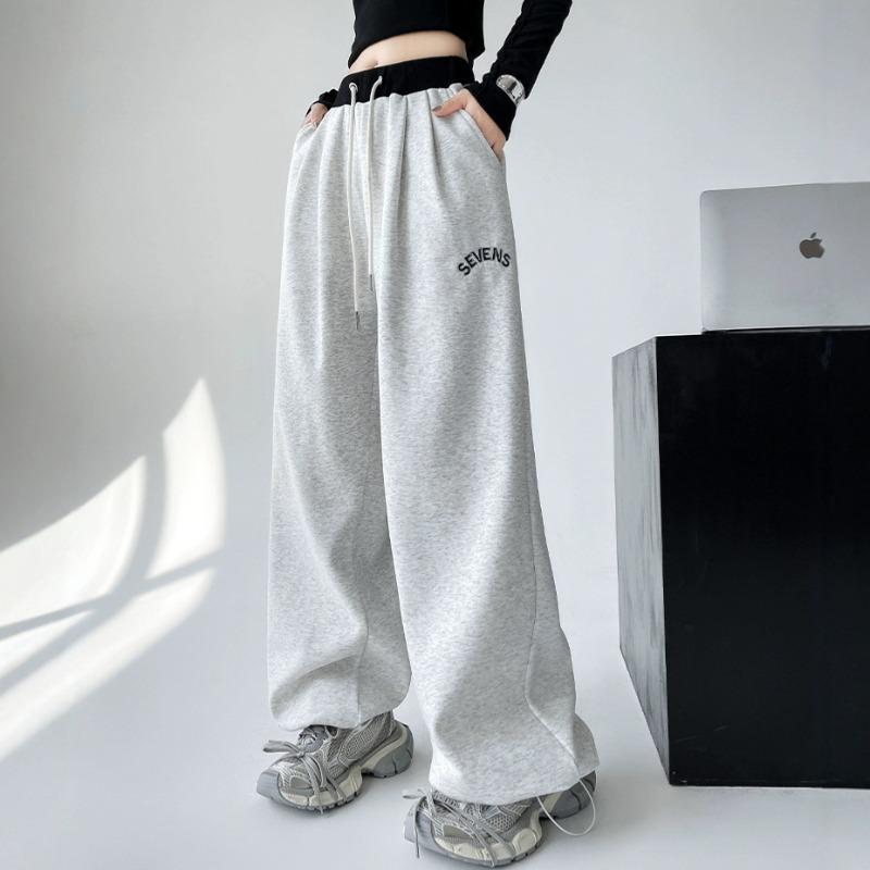 Contrasting Sweatpants Women's Autumn and Winter New Loose Wide-leg Casual Sweatpants High Street Jazz Dancing Pants