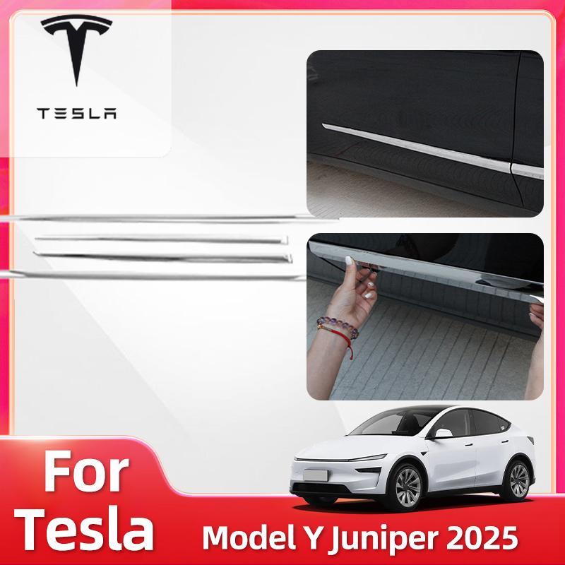 Car Sticker For Tesla Model Y Juniper 2025 2026 Scratch Protection Patch Metal Decorative Strip Door Scratch Protection Car Acce