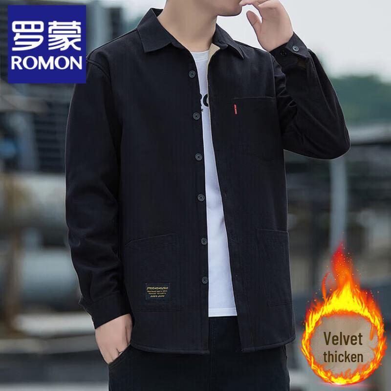 

Romon Men s Winter Warm Fleece Lined Casual Shirt 3XL