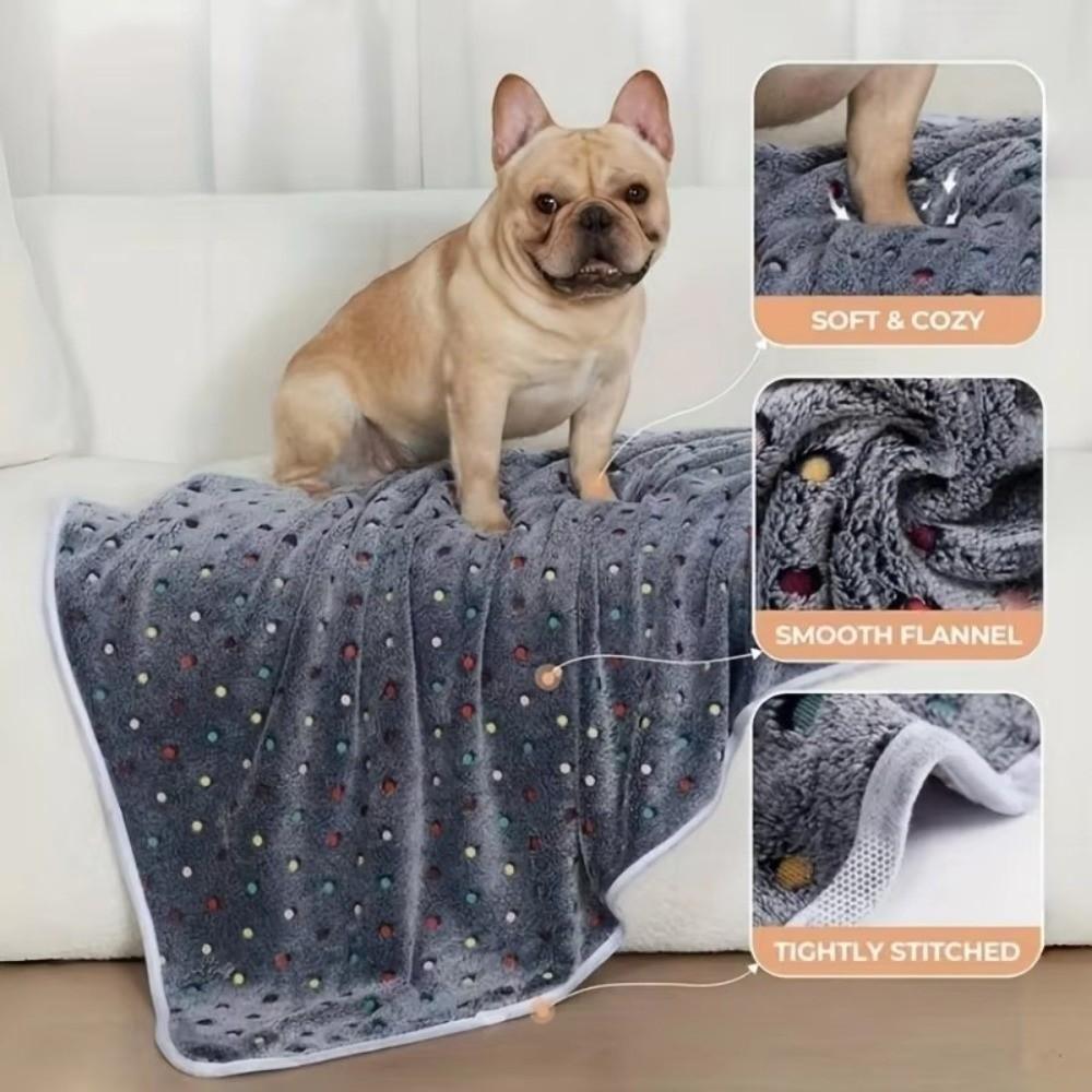 Portable Ultra-Soft Pet Bed Blanket Cute Dot Pattern Cozy Warm Pet Pad Machine Washable Breathable Dog Blanket for Dog/Cat