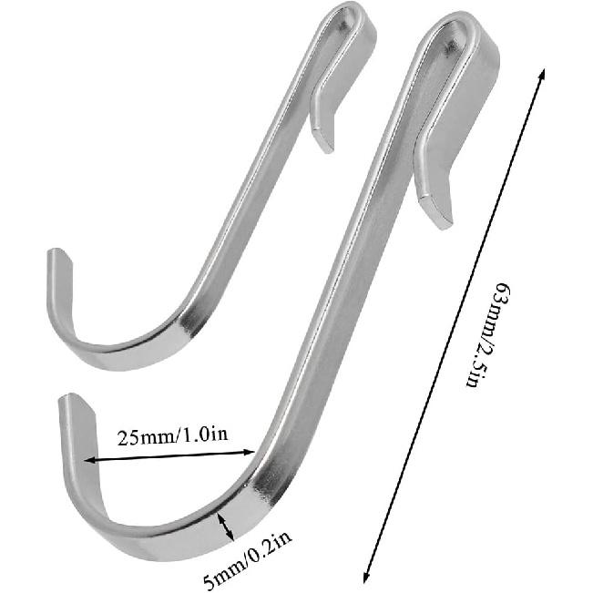 10PCS Stainless Steel J-Shaped Wire Rack Hooks - Hanging Sink Grid, Cabinet Door & Dormitory Hooks for Hanging Clothes - Bathroom & Kitchen Hanger -