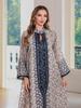 Elegant Middle Eastern Embroidered Long-Sleeve Abaya Evening Dress