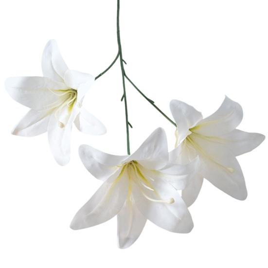 Artifical Lily Flowers with 3 Heads Full Bloom Real Touch Long Stem Fake Lily Bouquet for Home Hotel Flower Arrangement Wedding Party Decor