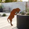 Rusty Finish Metal Dog Garden Statue Rustic Cat Lawn Ornament Dog Pot Hugger Decor  Courtyard