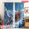 2pcs 2D Flat Printing Merry Christmas Window Drapes Santa Sleigh Deer Night Polyester Fabric Without Electricity Spring for