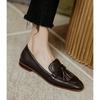 Retro British Style Square Head Women's Loafers Shoes 2024 Summer New Style Tassel Comfortable Single Shoes Women Brown Shoes