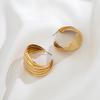 Punk Vintage Geometric C Shape Circle Hoop Earrings for Women Trendy Smooth Metal Gold Color Piercing Earrings Party Jewelry New