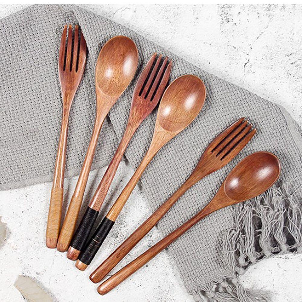 Home Natural Dinner Kit Wooden Kitchen Fork Chopsticks Spoon Set Cutlery Tableware Utensils Sets