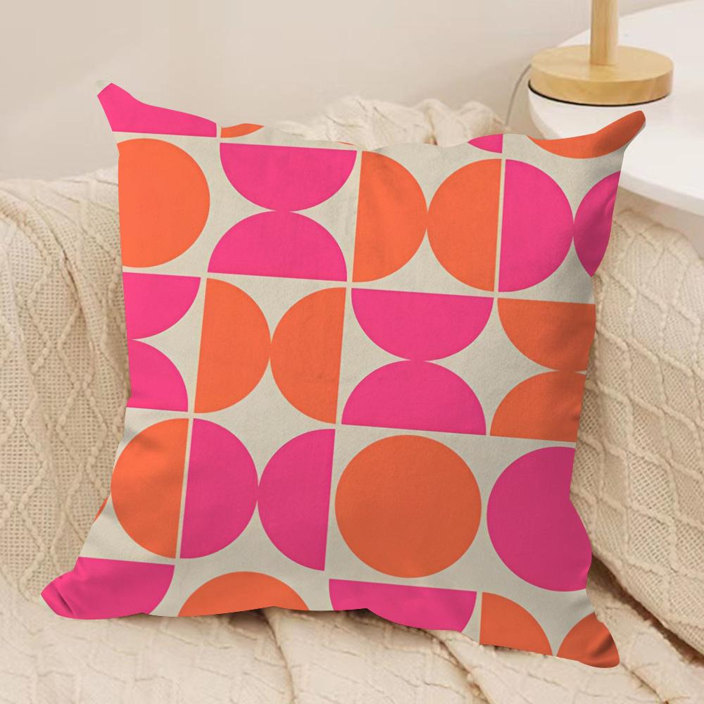 Abstract B-Bauhaus Geometry Cushion Cover Soft Plush Fabric Double-Sided Printed Sofa Cushion Cover for All Seasons Home Decor