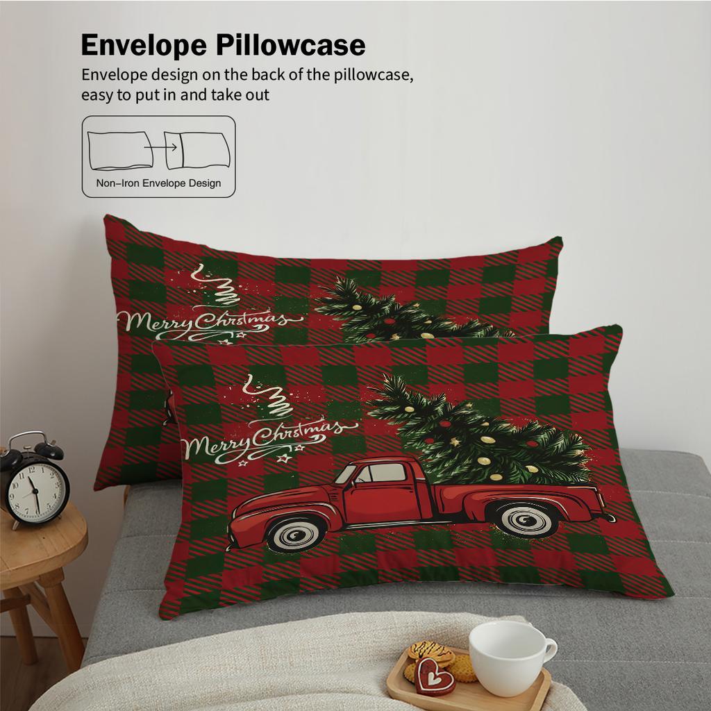 3pcs Checkered Christmas Coreless Duvet Set with Multiple Sizes for Bedrooms Dormitories Soft and Comfortable Machine Washable