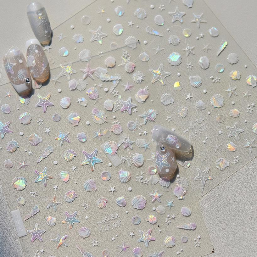 Summer Beach Ocean Shell Starfish Clams Conch Stars Sea Bubble Seasnail Nail Art Stickers DIY Manicure Decals Decoration