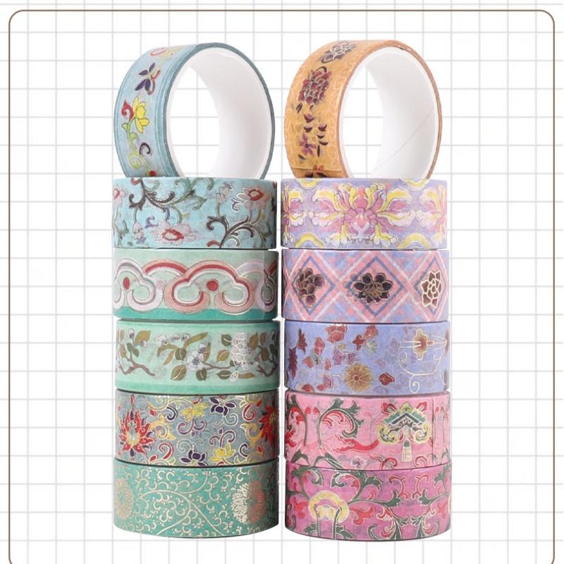

12Pcs/Set Washi Tapes Colorful Flowers Masking Tape Scrapbooking Adhesive DIY Decorative Stationery School Supplies