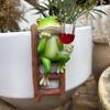 Artistic Resin Frogs On Ladder Wall Hanging Ornaments Weather Resistant Balcony Terraces Decoration