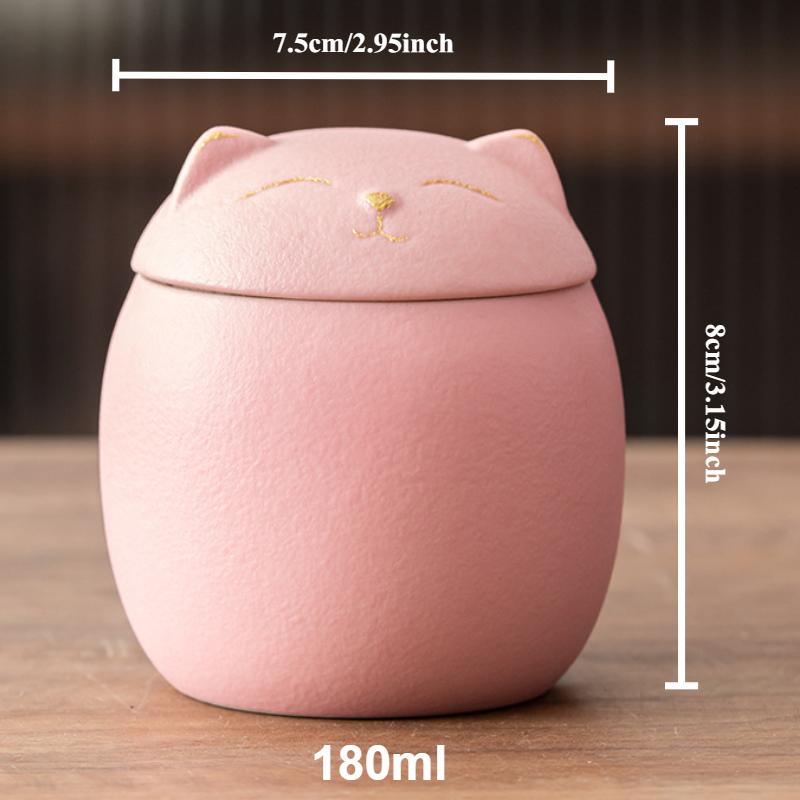 Ceramic Tea Caddies Cute Cat Puppy Porcelain Box Sealed Tea Jar Coffee Sugar Storage Jars Organizer Household Teaware Supplies