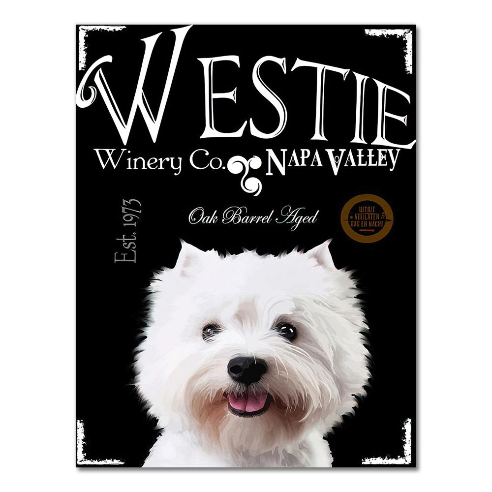 Westie Czarny Pies Art Kawy Dekoracje Ścienne Śliczny Plakat Zwierzęta Płótnie Malarstwo Home Decor Skandynawski Salon Dekoracji