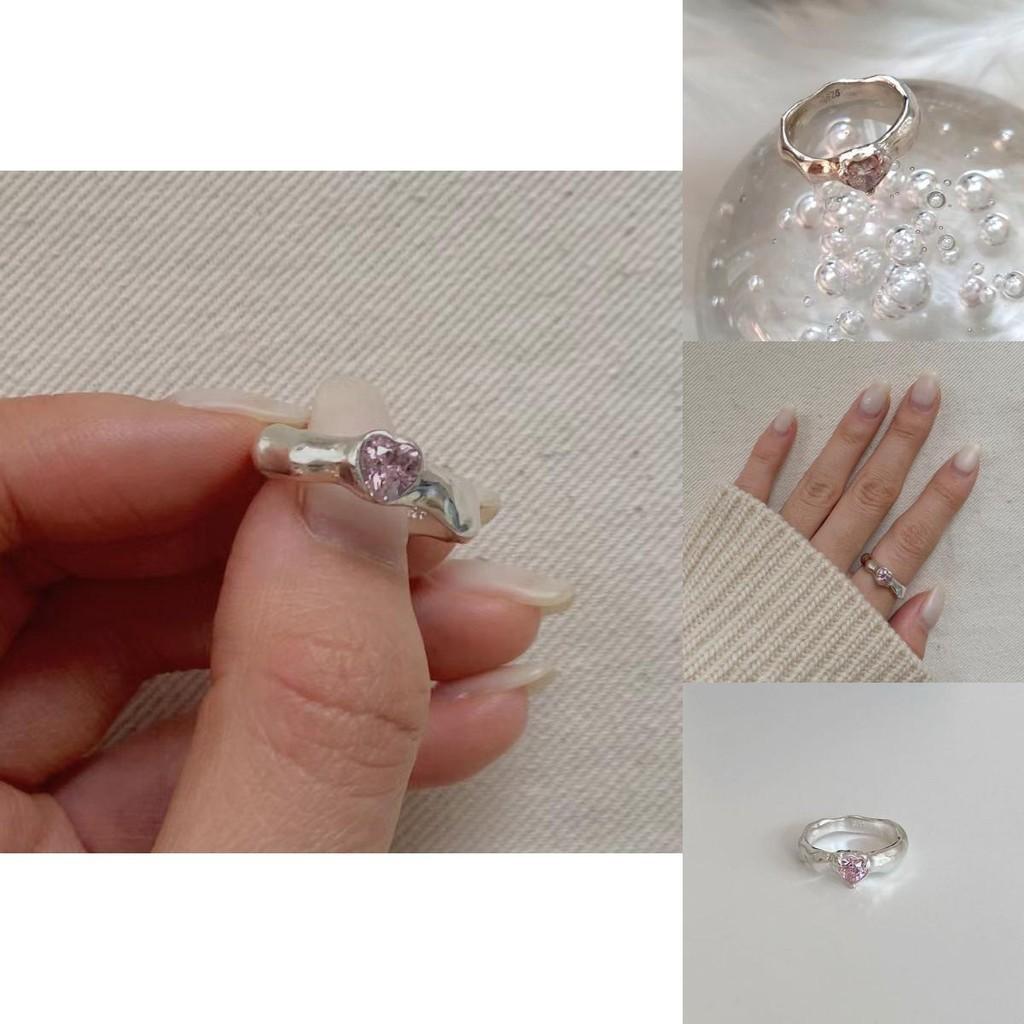 Contemporary Heart Pink Shaped Zircon Ring For Women Perfect For Casual Fashion And Style