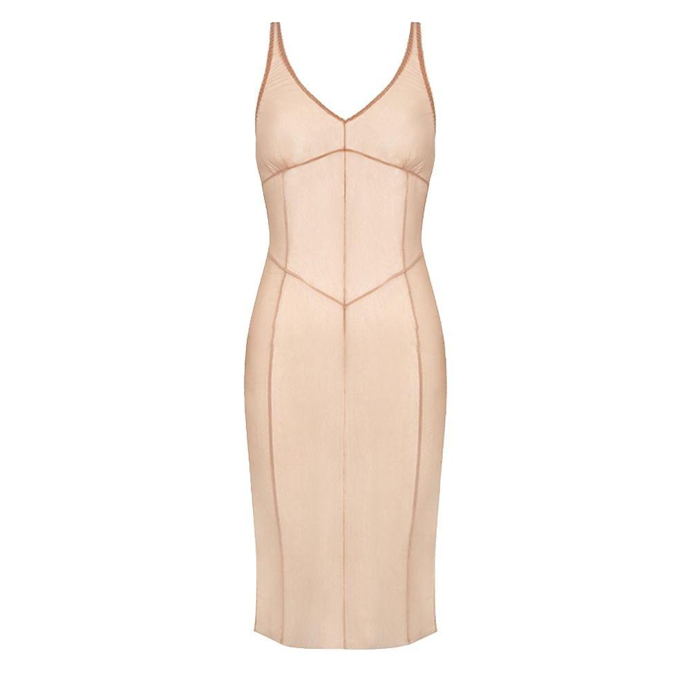 Sleeveless Mesh Cover Up Dress Lace Trim Slip Smock Sexy Sheer Mesh Dress  Lady Outfit