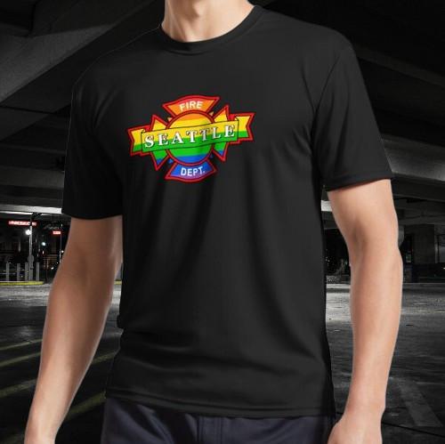 Seattle Fire Rainbow Logo T-Shirt Funny Size American Unisex T- Shirt S разноцветный