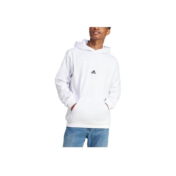 Adidas Embossed Polar Fleece Hoodie With Letter Logo Print Long Sleeve Men Hoodies White HY1278